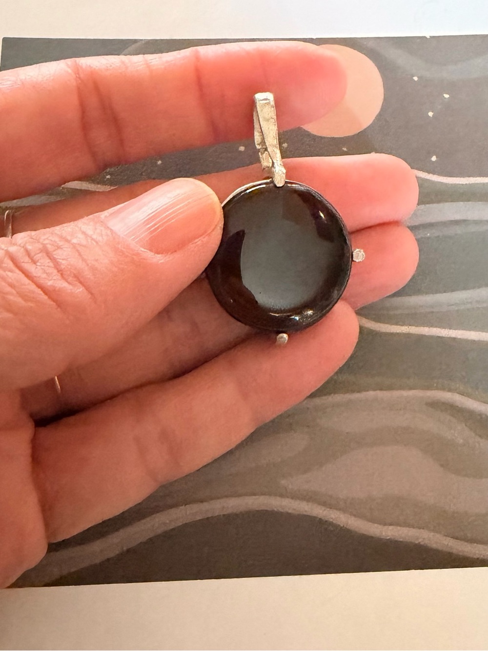 Artisan Silver Pendant with smoky quartz Stone - Women Jewelry